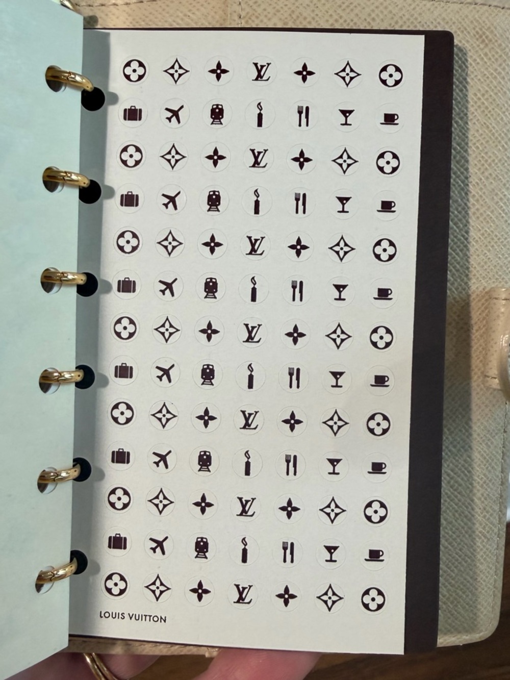 Louis Vuitton Small Ring Agenda Cover Azur Damier Day Planner wallet Stickers - Picture 13 of 15